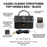 CASSEL Classic Structured Top-Handle Bag – Black view 6