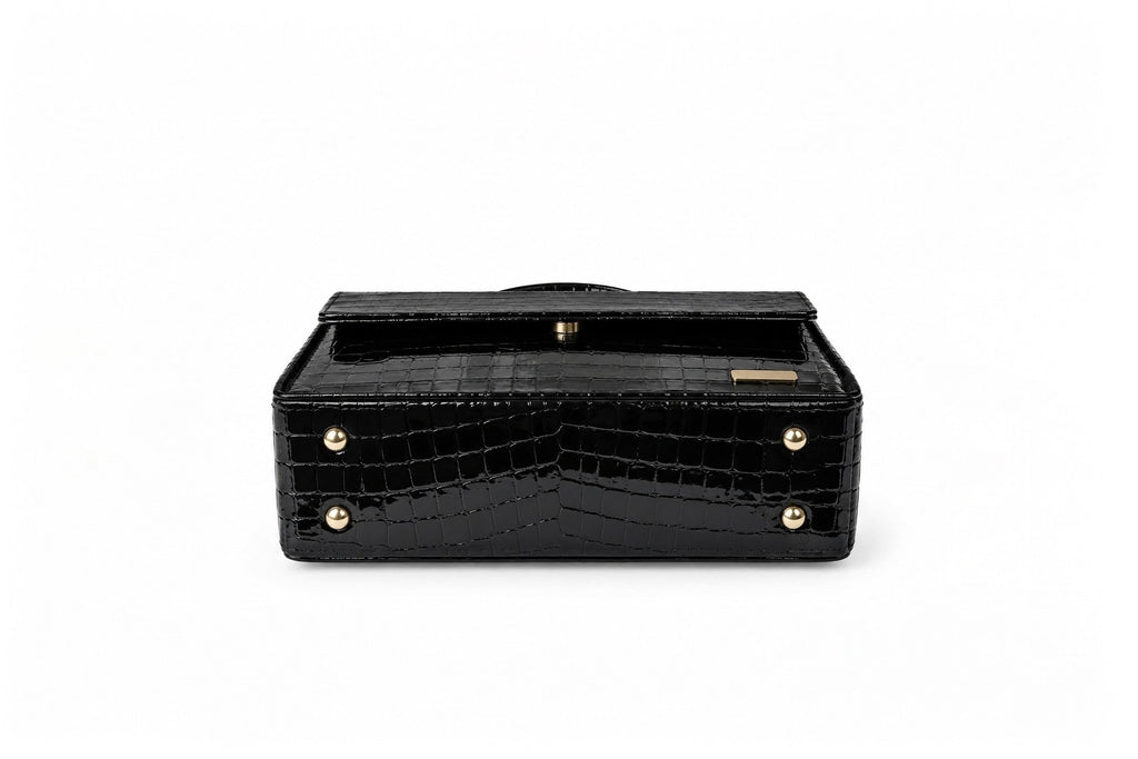 CASSEL'S CROCELLA TOP HANDLE BAG — BLACK