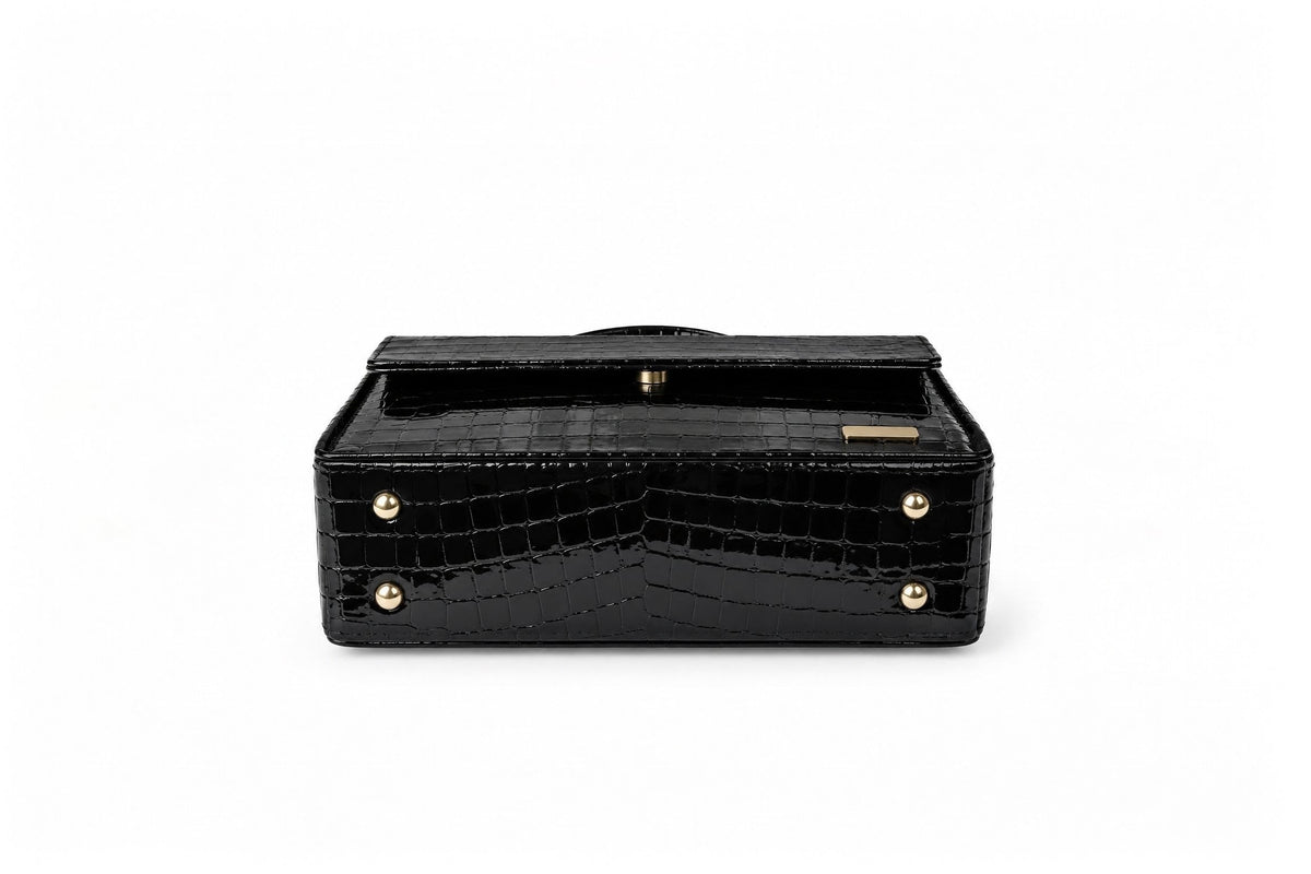 CASSEL'S CROCELLA TOP HANDLE BAG — BLACK