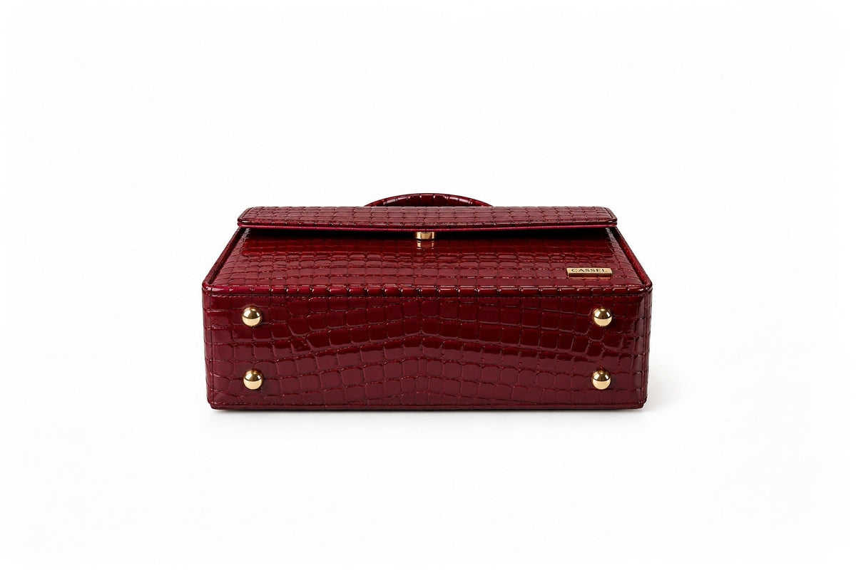 CASSEL'S CROCELLA TOP HANDLE BAG — BURGUNDY