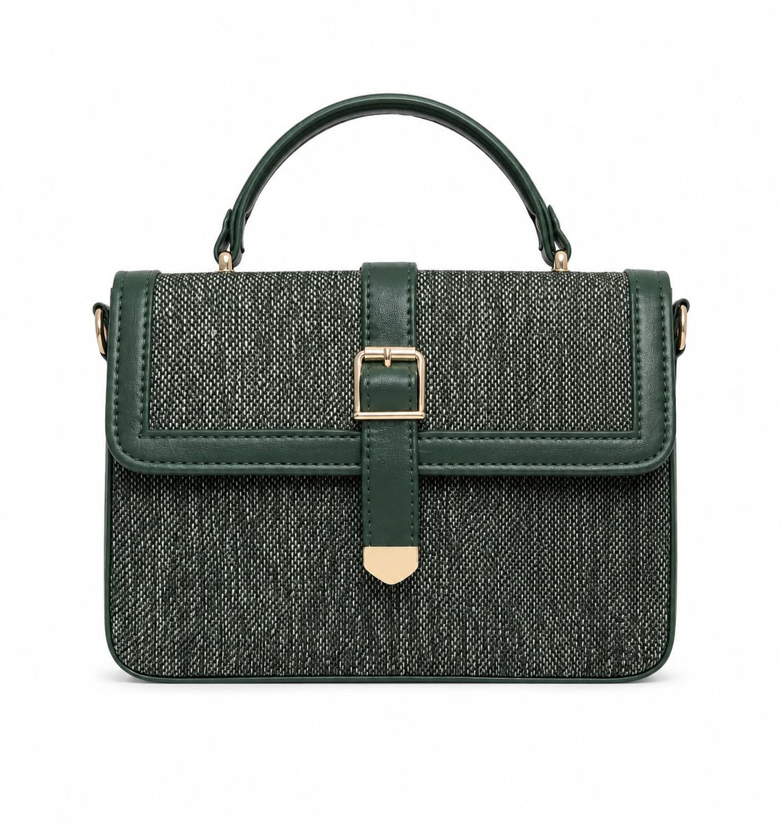 CASSEL'S CLASSIC STRUCTURED TOP HANDLE BAG — GREEN