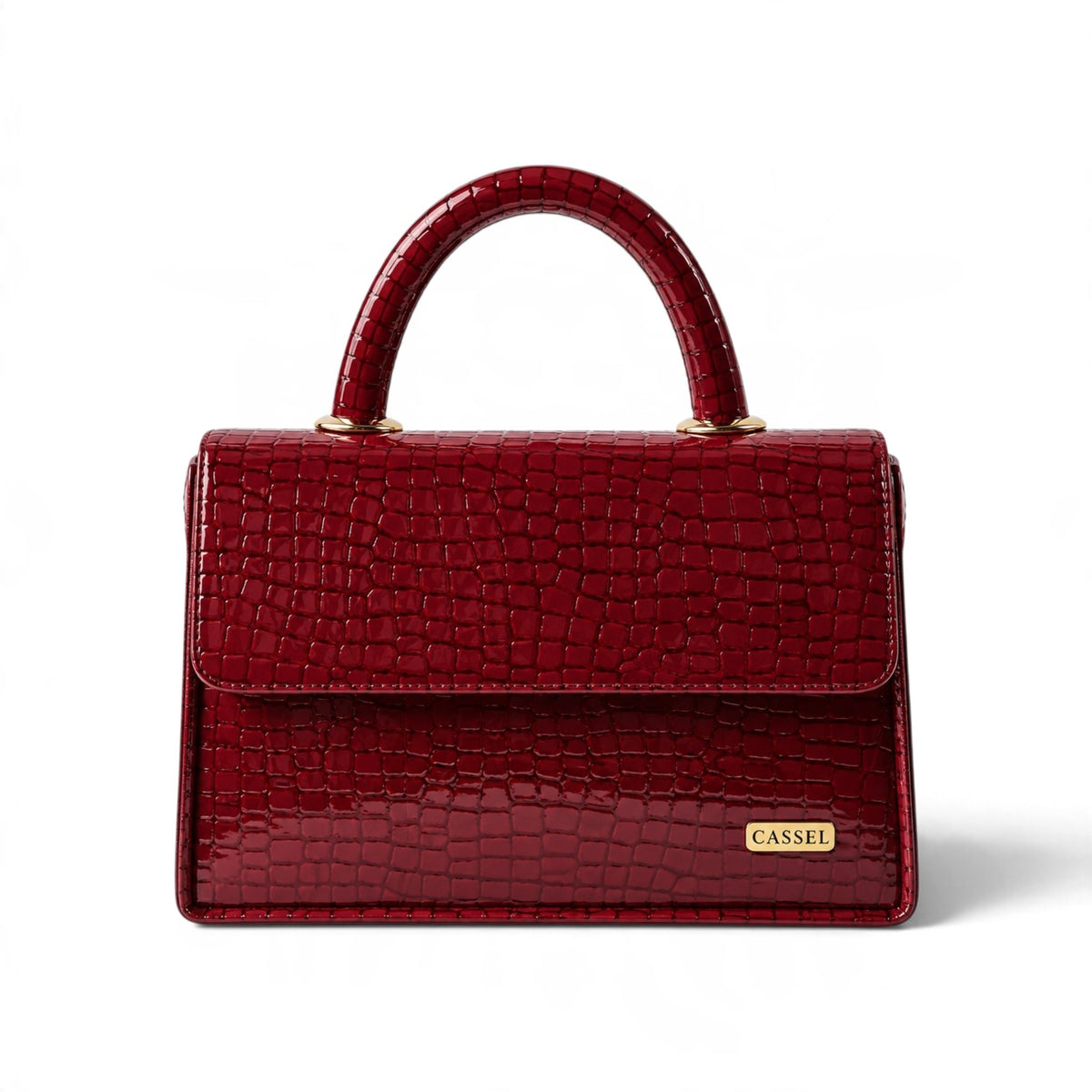 CASSEL'S CROCELLA TOP HANDLE BAG — BURGUNDY