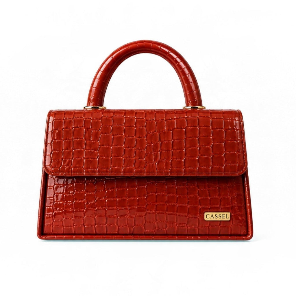 CASSEL'S CROCELLA TOP HANDLE BAG — RUST BROWN