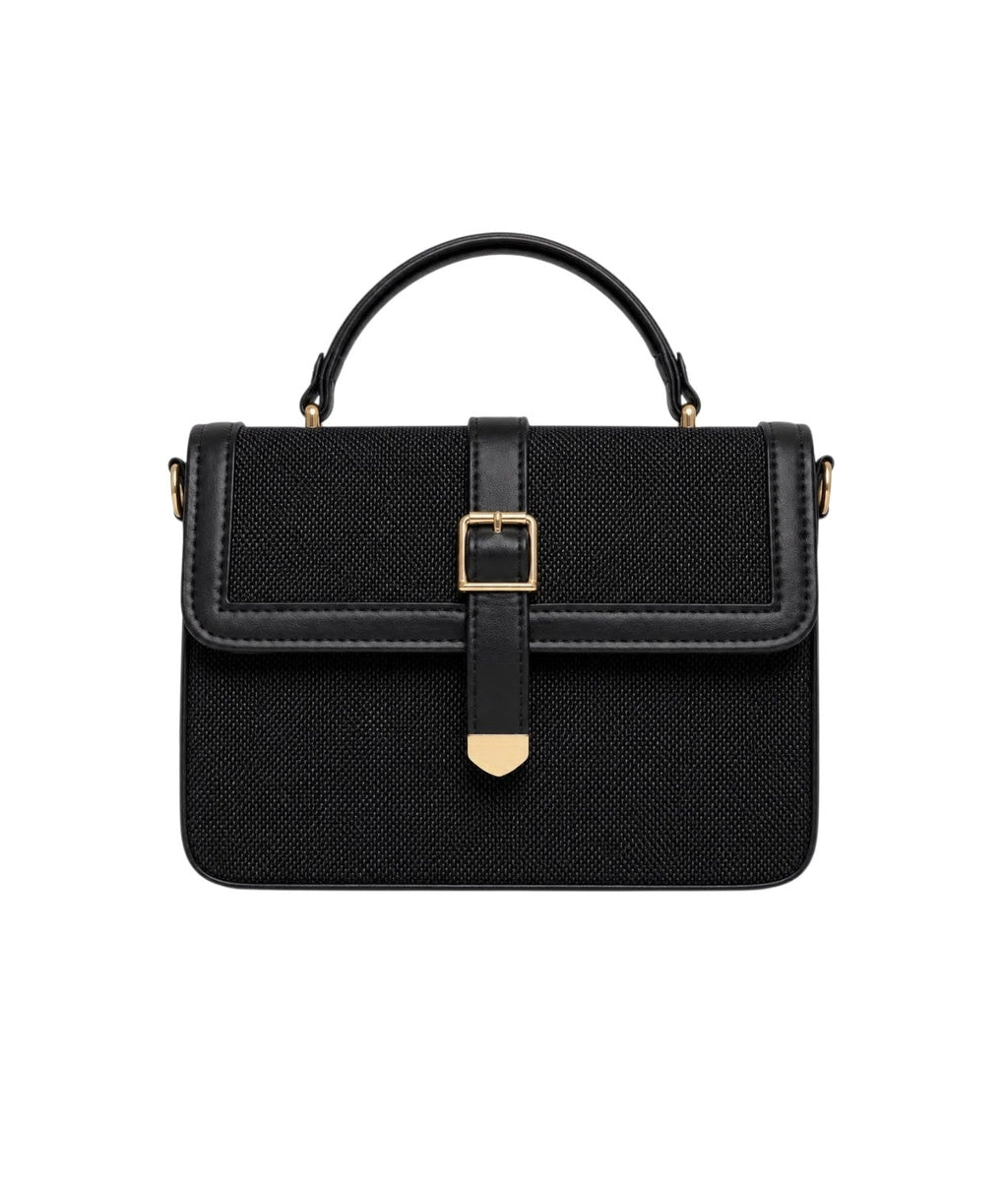 CASSEL'S CLASSIC STRUCTURED TOP HANDLE BAG — BLACK
