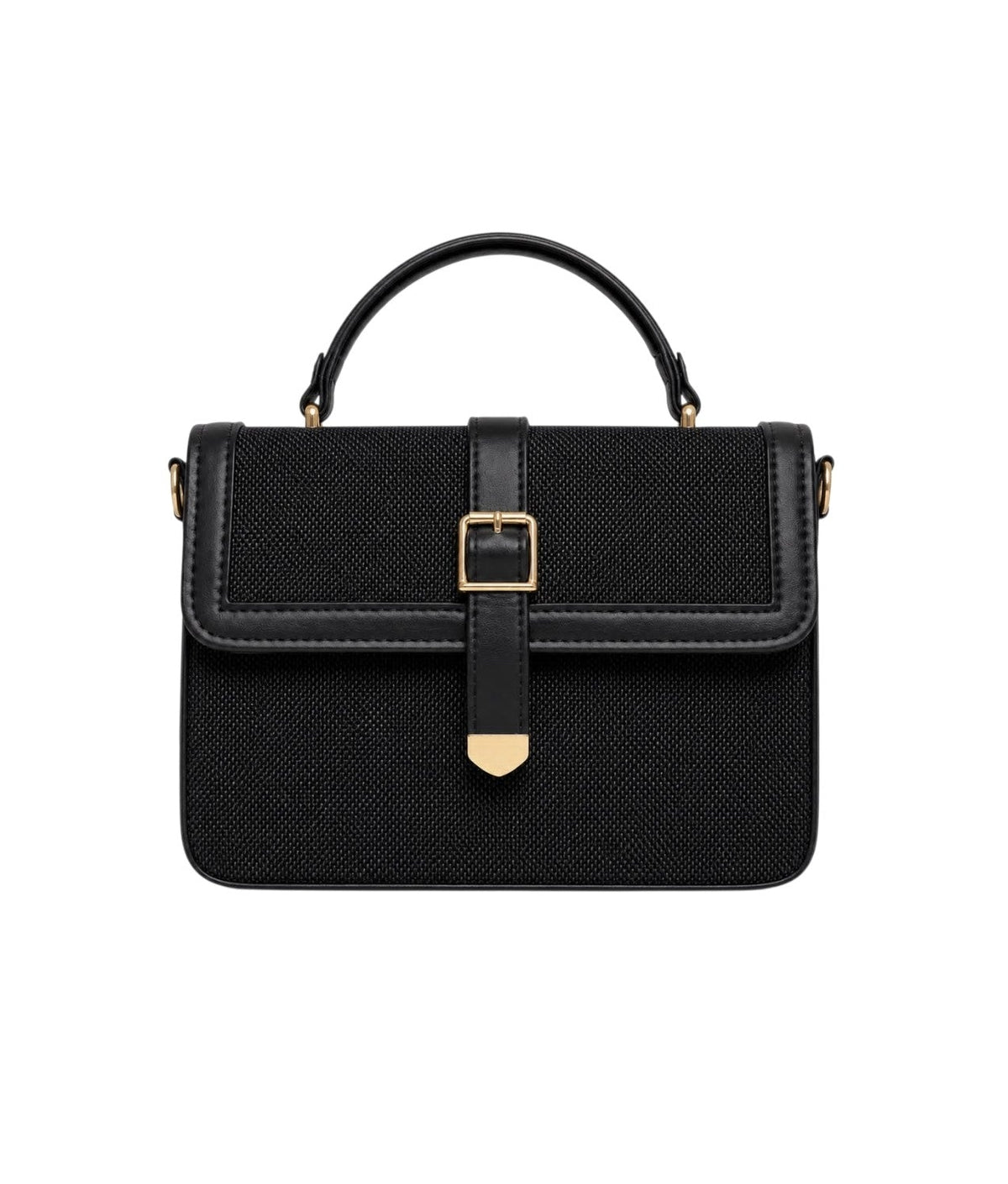 CASSEL'S CLASSIC STRUCTURED TOP HANDLE BAG — BLACK
