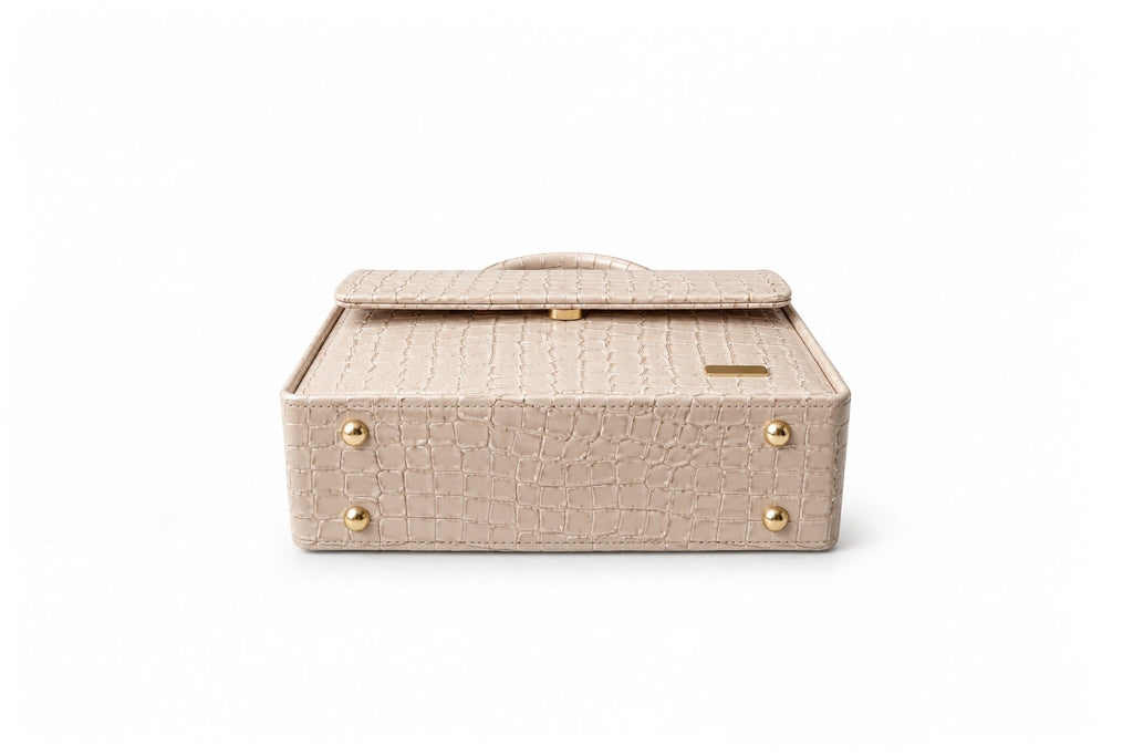 CASSEL'S CROCELLA TOP HANDLE BAG — BEIGE
