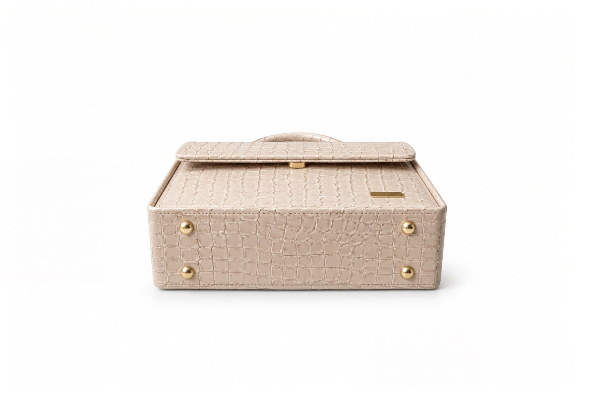 CASSEL'S CROCELLA TOP HANDLE BAG — BEIGE