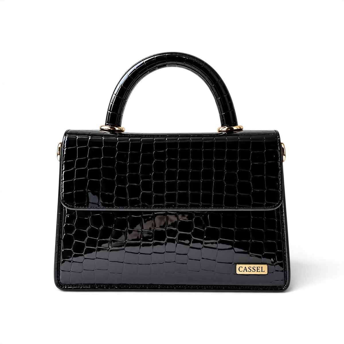 CASSEL'S CROCELLA TOP HANDLE BAG — BLACK