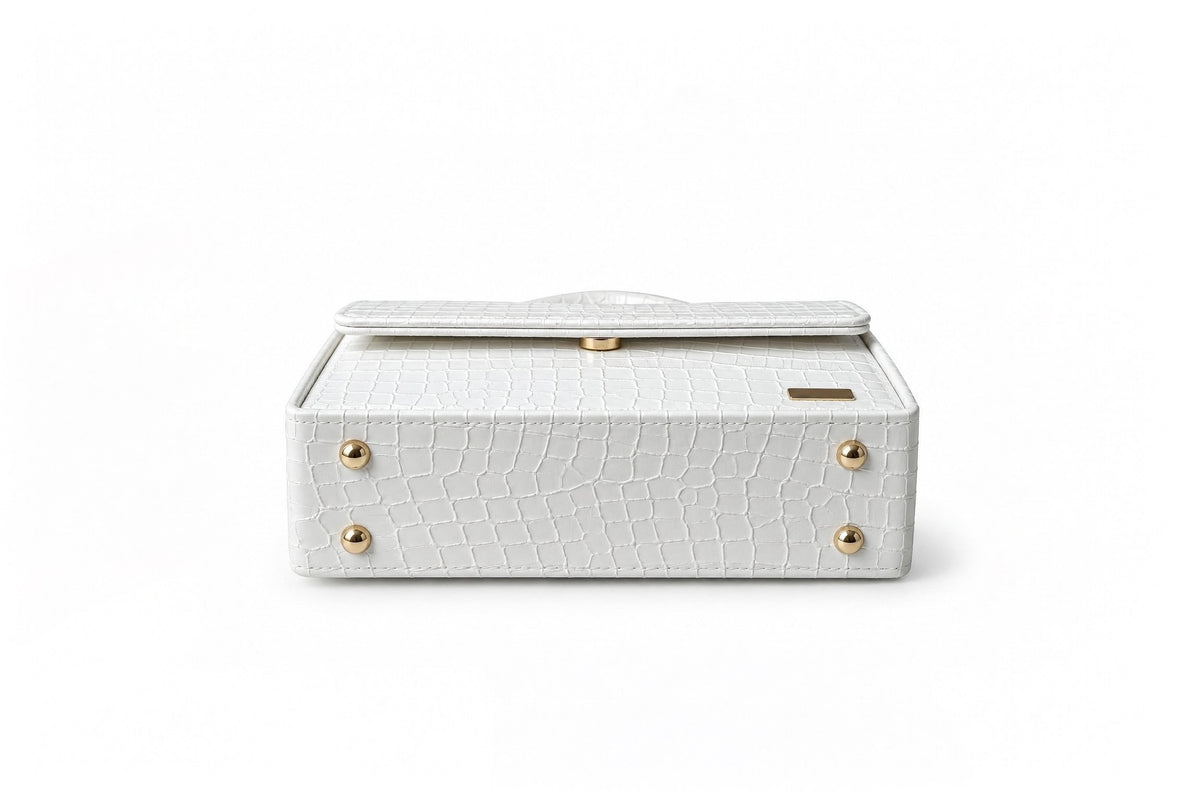 CASSEL'S CROCELLA TOP HANDLE BAG — WHITE