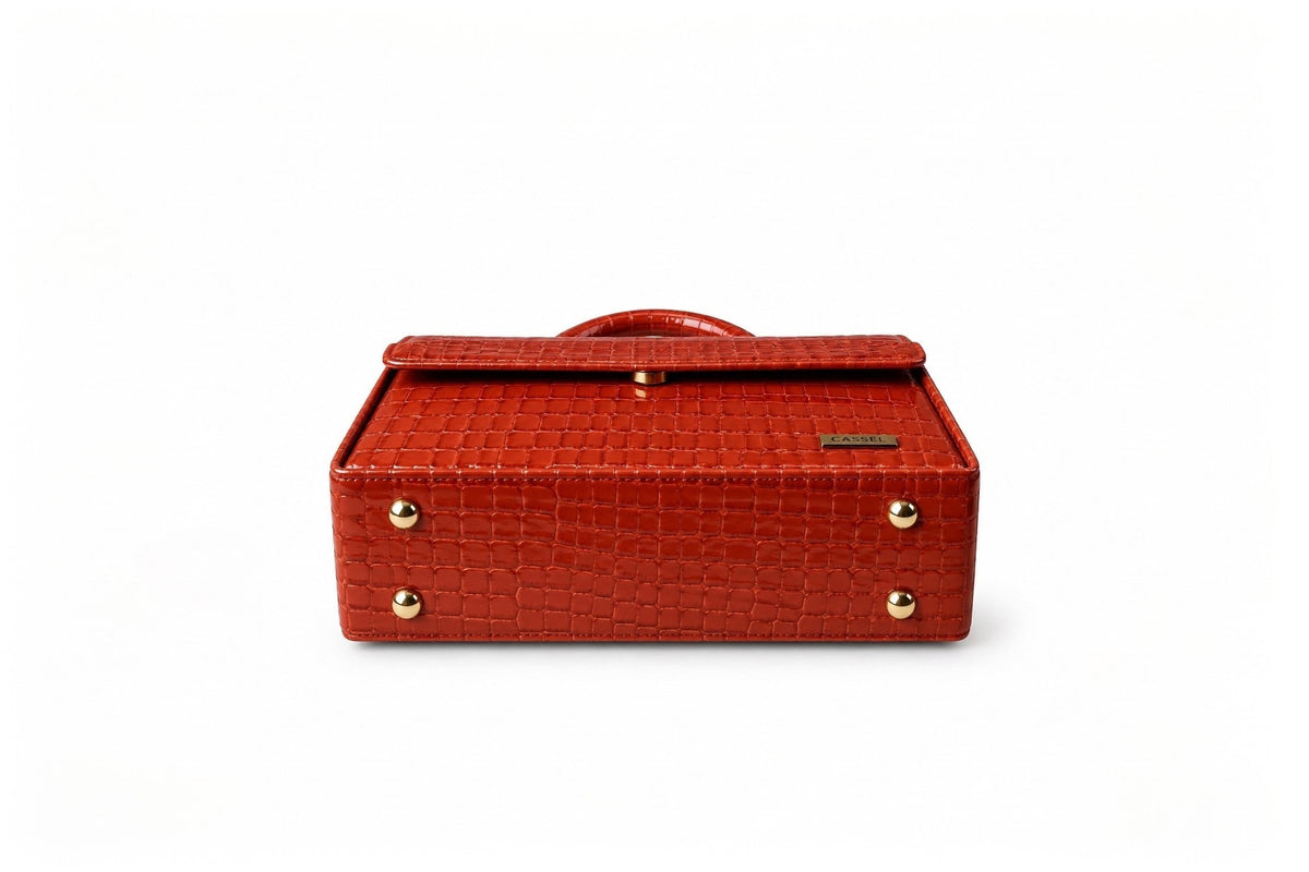 CASSEL'S CROCELLA TOP HANDLE BAG — RUST BROWN